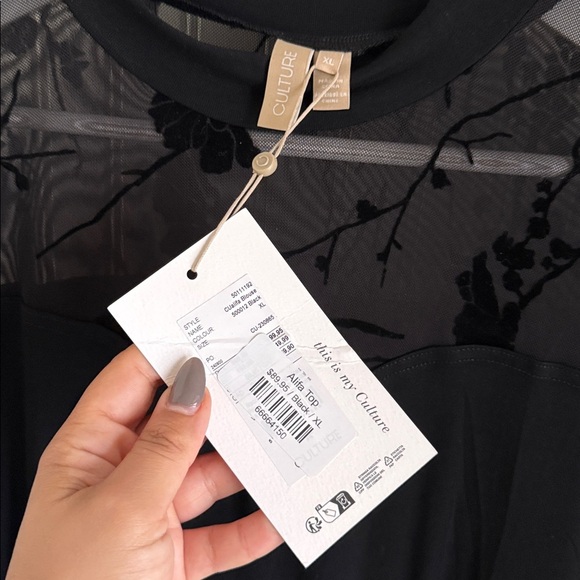 Culture Alfia Black Long Sleeve Dressy Top NWT - Picture 5 of 6